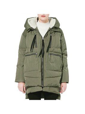 Orolay Jacket Womens Sz M Green Thickened Down Puffer Coat Winter Zippered Side